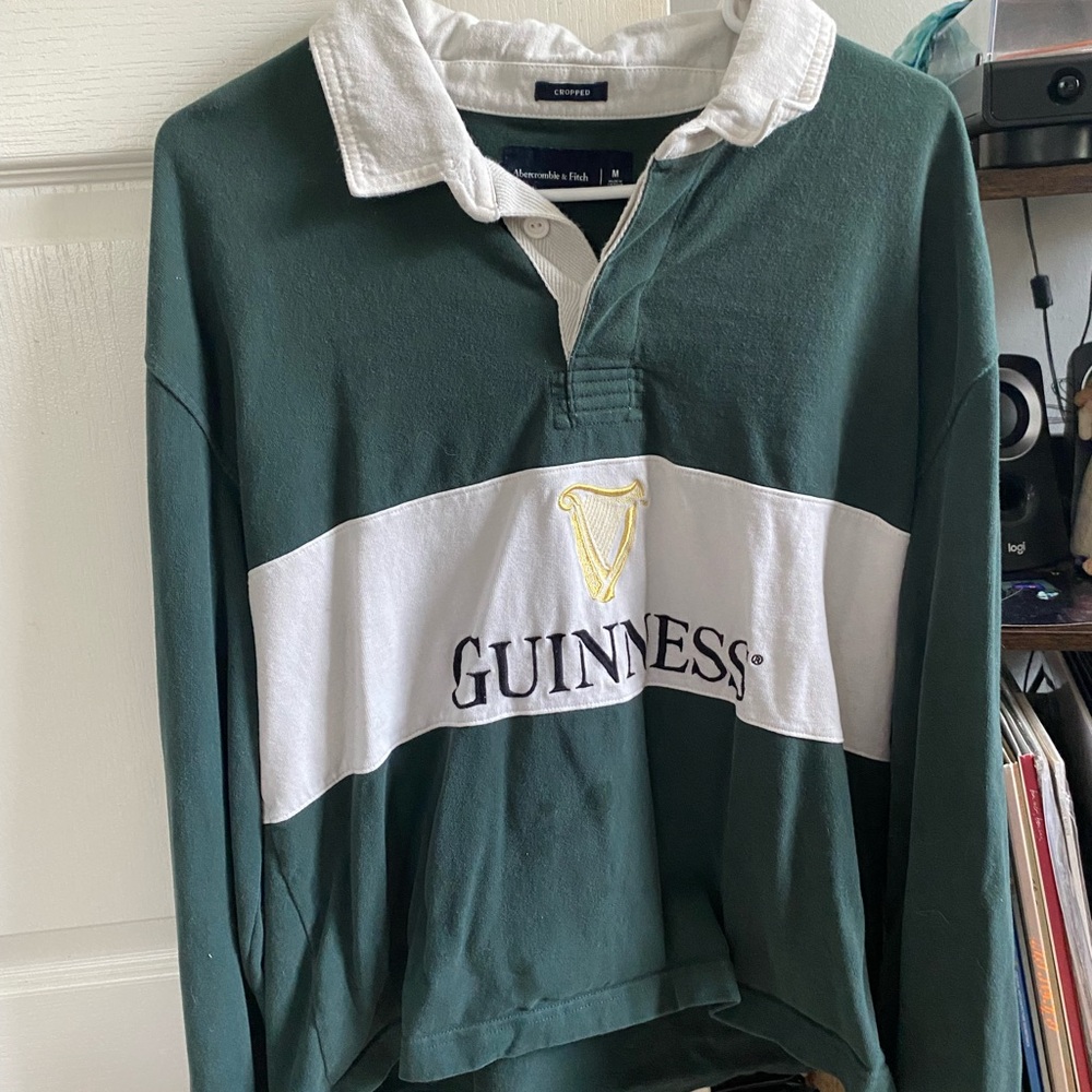 Abercrombie & Fitch Green and White Polo Shirt
